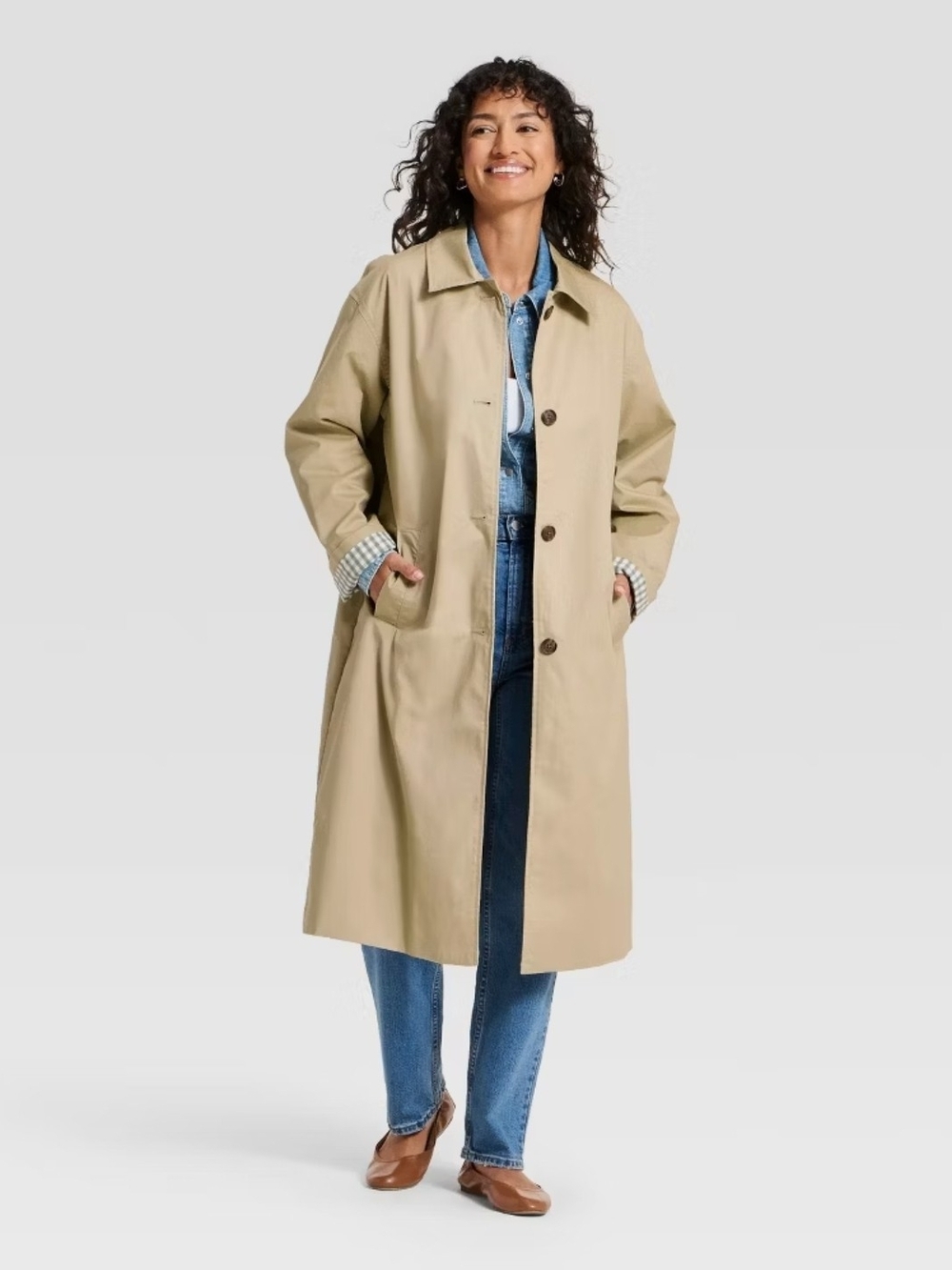 Women’s Beige Trench Coat - Classic Long Raincoat